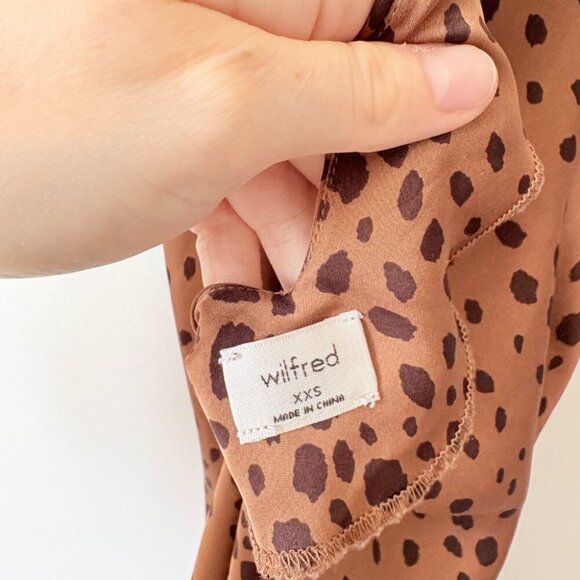 Aritzia Wilfred Only Satin Maxo Slip Dress Leopard Animal Print Size XXS - Picture 9 of 10
